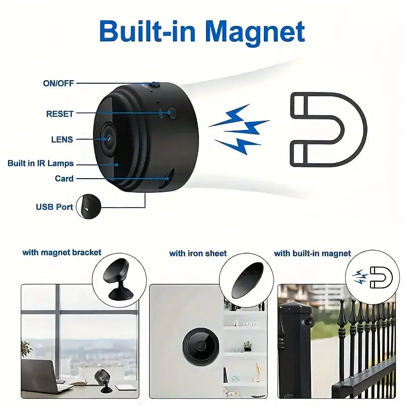 (40% off )   A9 Wireless Mini Surveillance Camera – 480P HD, Night Vision, WiFi Remote Access, Motion Detection