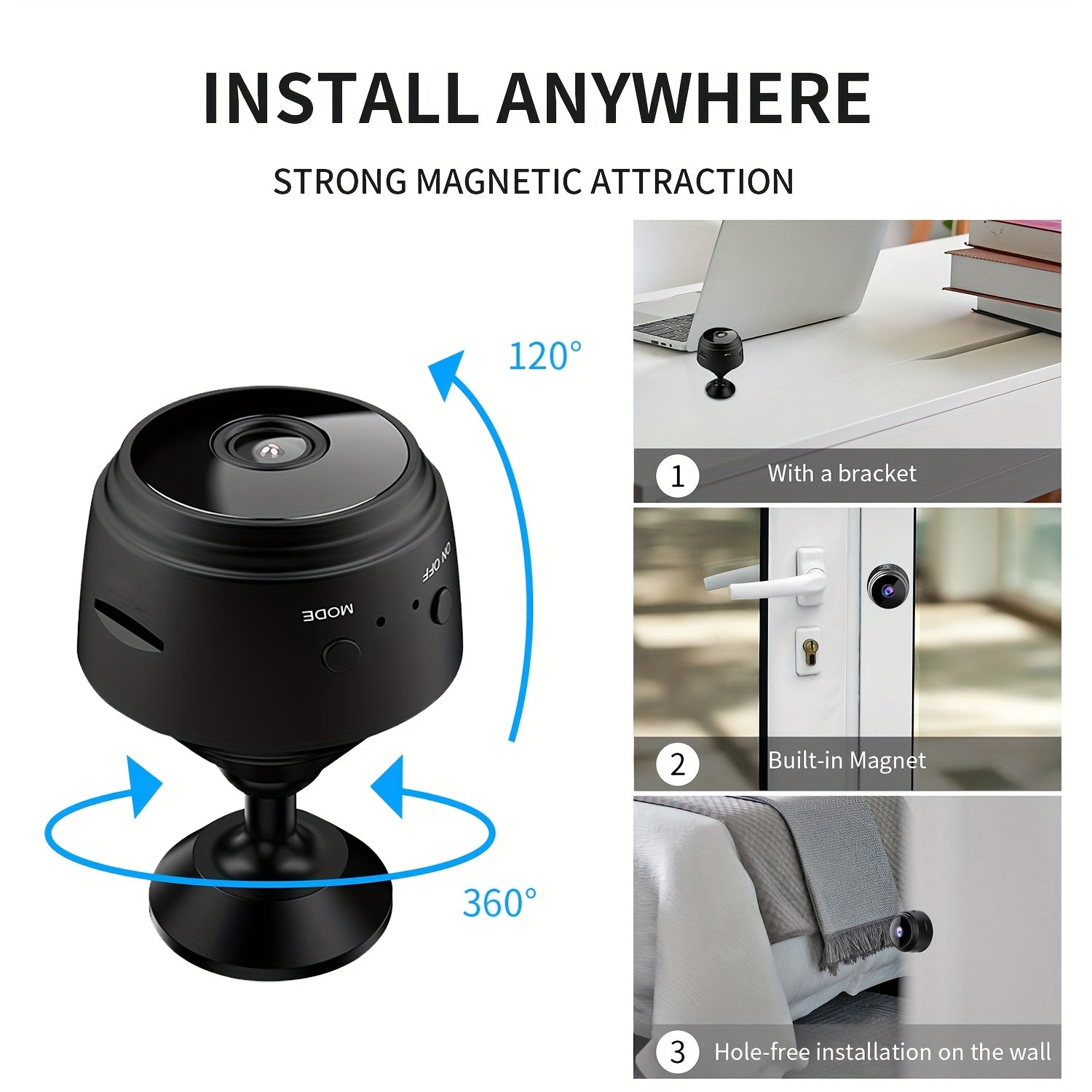 (40% off )   A9 Wireless Mini Surveillance Camera – 480P HD, Night Vision, WiFi Remote Access, Motion Detection