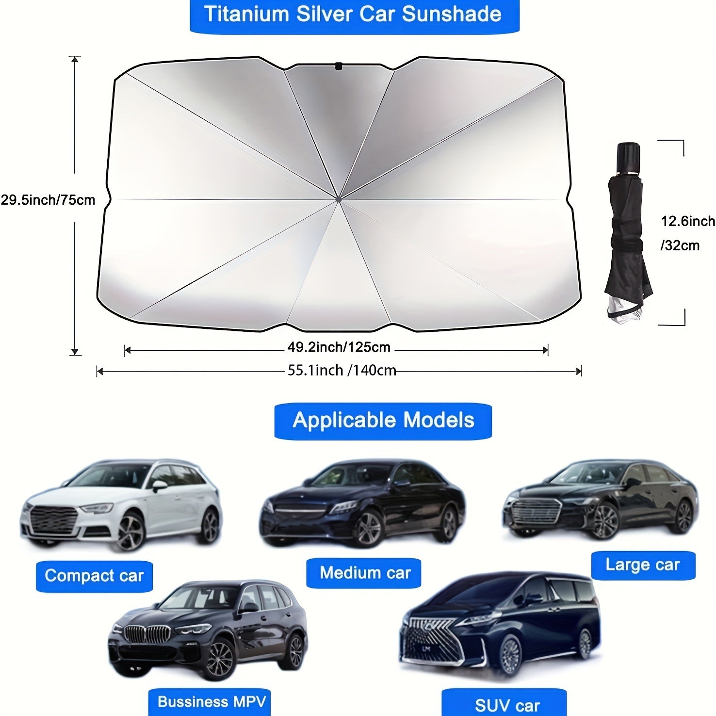 2025 Foldable Car Windshield Sunshade Umbrella – UV & Heat Protection for Front Windows, Universal Fit for All Cars