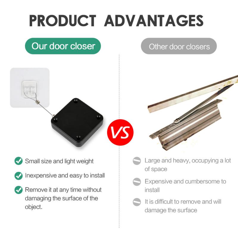 Punch-Free Automatic Door Closer – Self-Closing, Multifunctional, Easy Install for Home & Office