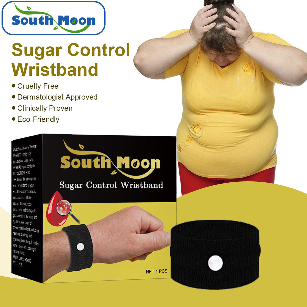 (50% OFF -Limited time Offer ) South Moon Sugar Control Wristband Recommended by American Doctors–  Regulate Blood Sugar Naturally |    Natural Diabetes Management Support for Diabetic patients