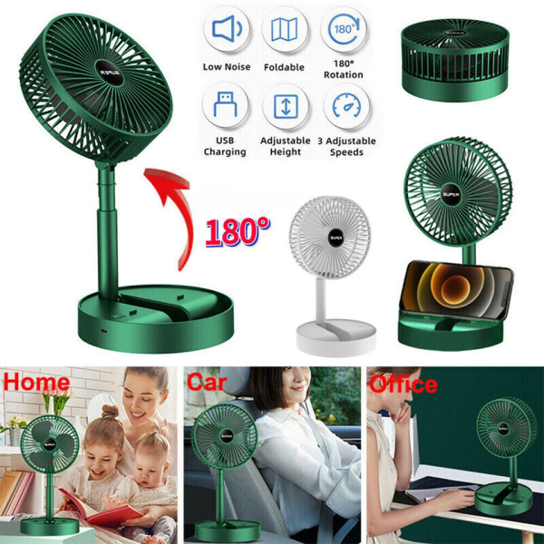 USB Rechargeable Portable Telescopic Folding Fan -3 Speeds Adjustable speed and Height Fan ( Free Shipping )